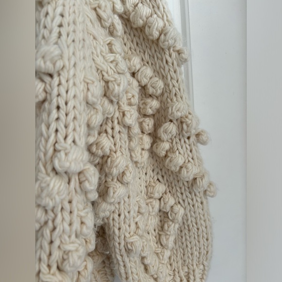 SOLD &Merci Handknit Cardigan Sweater PomPom hearts Boho Oversized Balloon - Picture 4 of 8